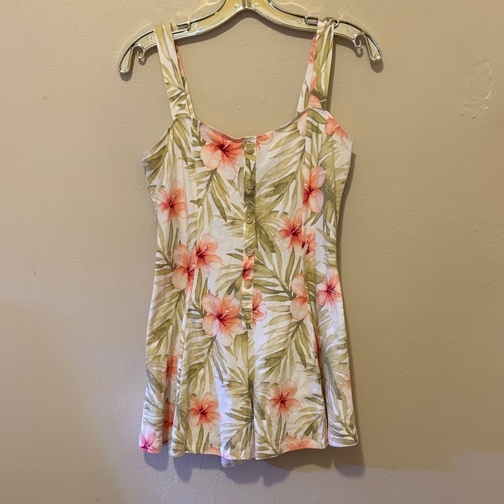 Forever 21 Floral Print Women's Romper - Pink and Green